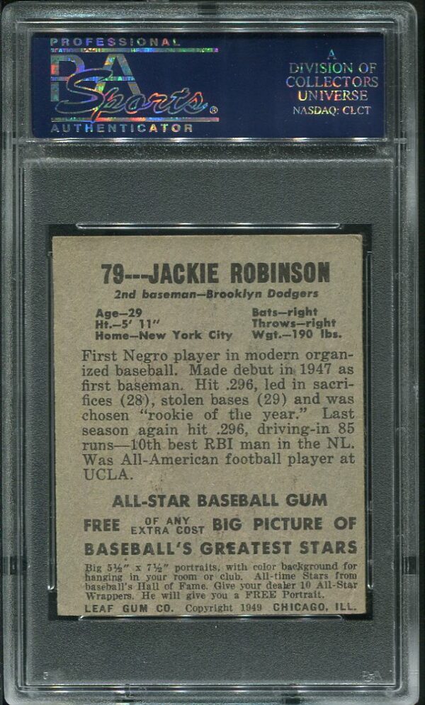 Authentic 1948 Leaf #79 Jackie Robinson PSA 3 Vintage Rookie Baseball Card