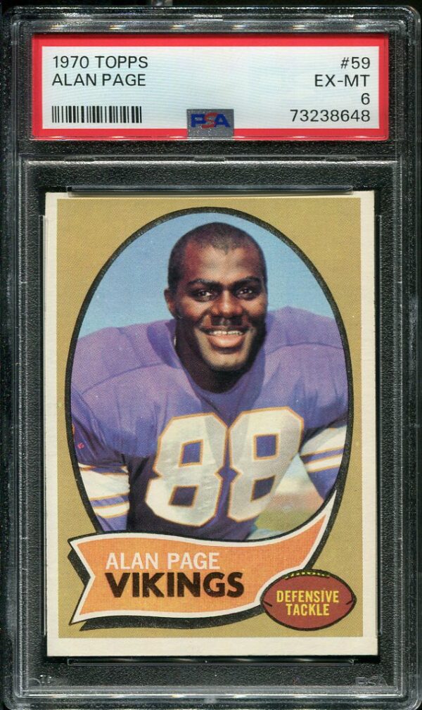 Authentic 1970 Topps #59 Alan Page PSA 6 Rookie Football Card