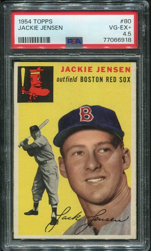 Authentic 1954 Topps #80 Jackie Jensen PSA 4.5 Baseball Card