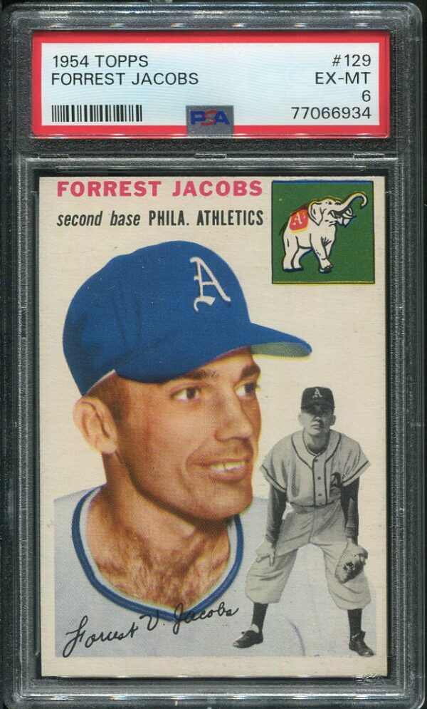 Authentic 1954 Topps #129 Forrest Jacobs PSA 6 Baseball Card