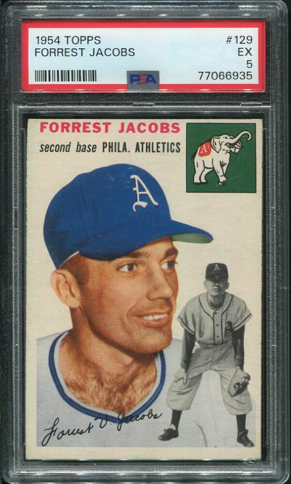 Authentic 1954 Topps #129 Forrest Jacobs PSA 5 Baseball Card