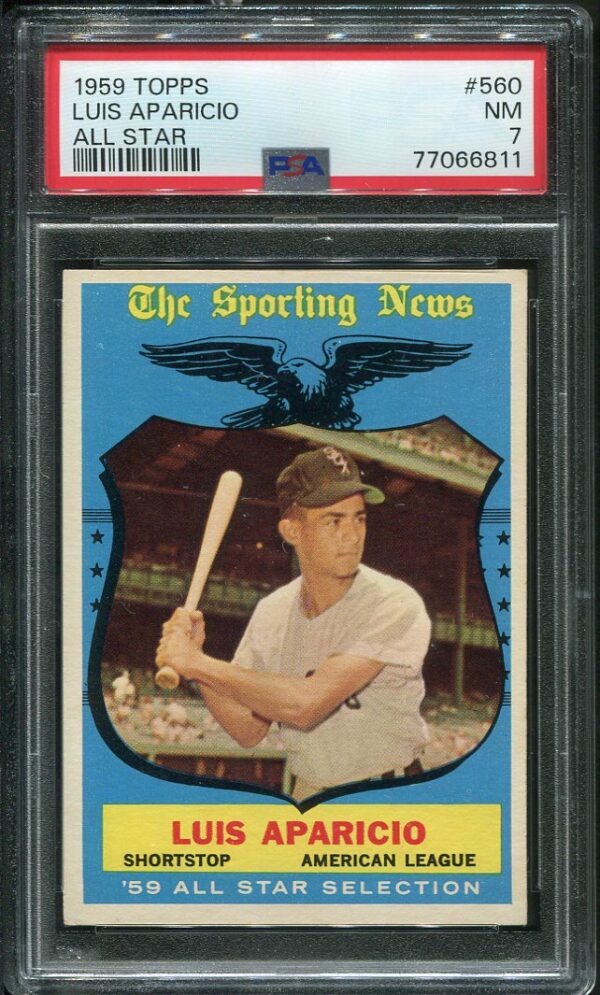 Authentic 1959 Topps #560 Luis Aparicio PSA 7 All Star Vintage Baseball Card