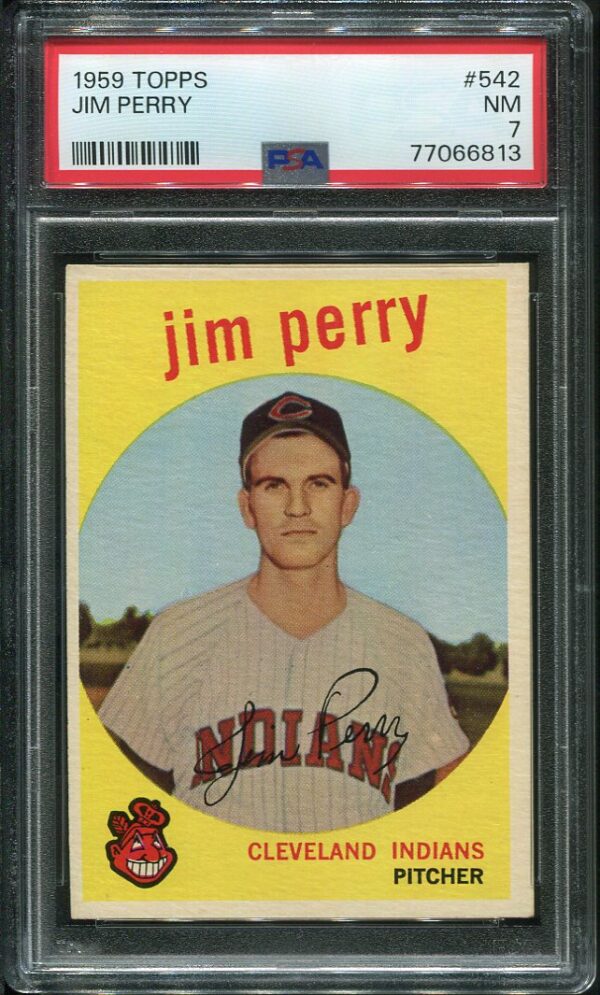 Authentic 1959 Topps #542 Jim Perry PSA 7 Rookie Vintage Baseball Card