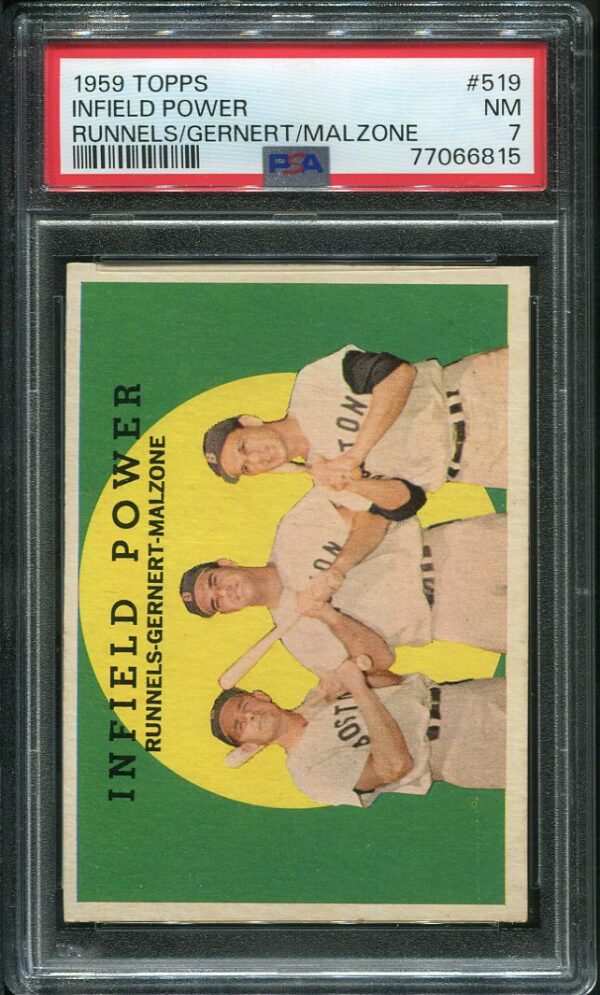 Authentic 1959 Topps #519 Infield Power PSA 7 Vintage Baseball Card