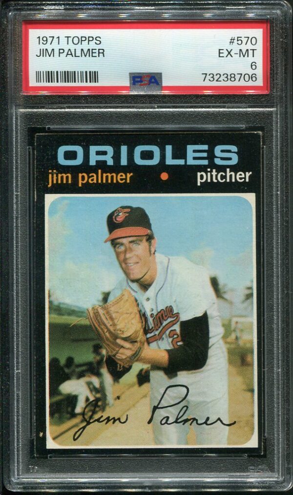 Authentic 1971 Topps #570 Jim Palmer PSA 6 Baseball Card