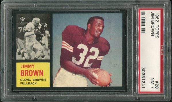 Authentic 1962 Topps #28 Jim Brown PSA 7 Football Card