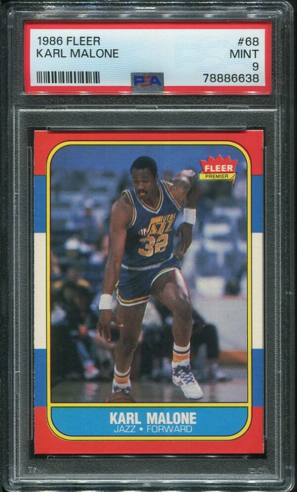 Authentic 1986 Fleer #68 Karl Malone PSA 9 Basketball Card