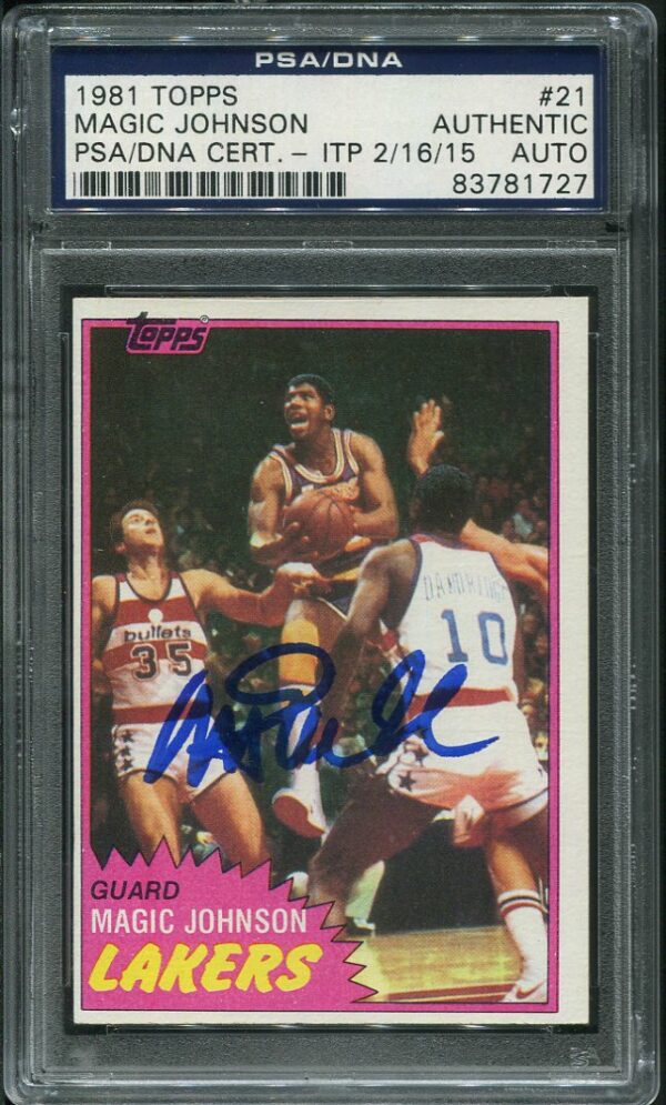 Authentic Autographed 1981 Topps #21 Magic Johnson Basketball Card