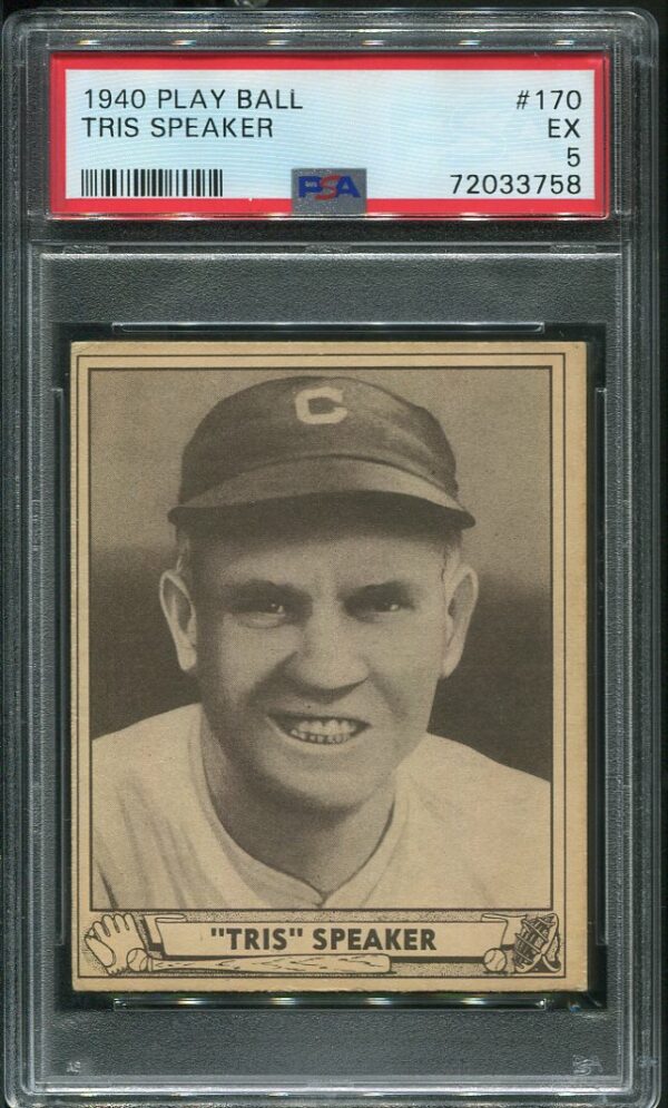 Authentic 1940 Play Ball #170 Tris Speaker PSA 5 Vintage Baseball Card