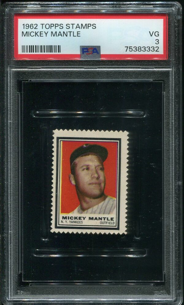 Authentic 1962 Topps Stamps Mickey Mantle PSA 3