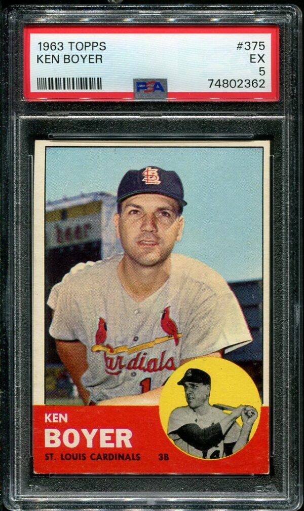 Authentic 1963 Topps #375 Ken Boyer PSA 5 Baseball Card