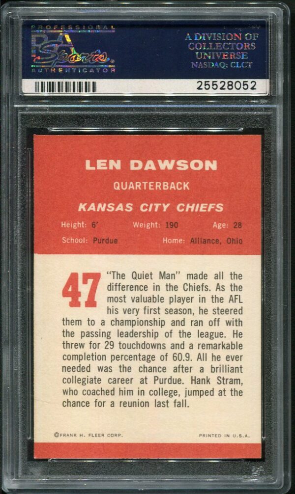 Authentic 1963 Fleer #47 Len Dawson PSA 7 Rookie Football Card