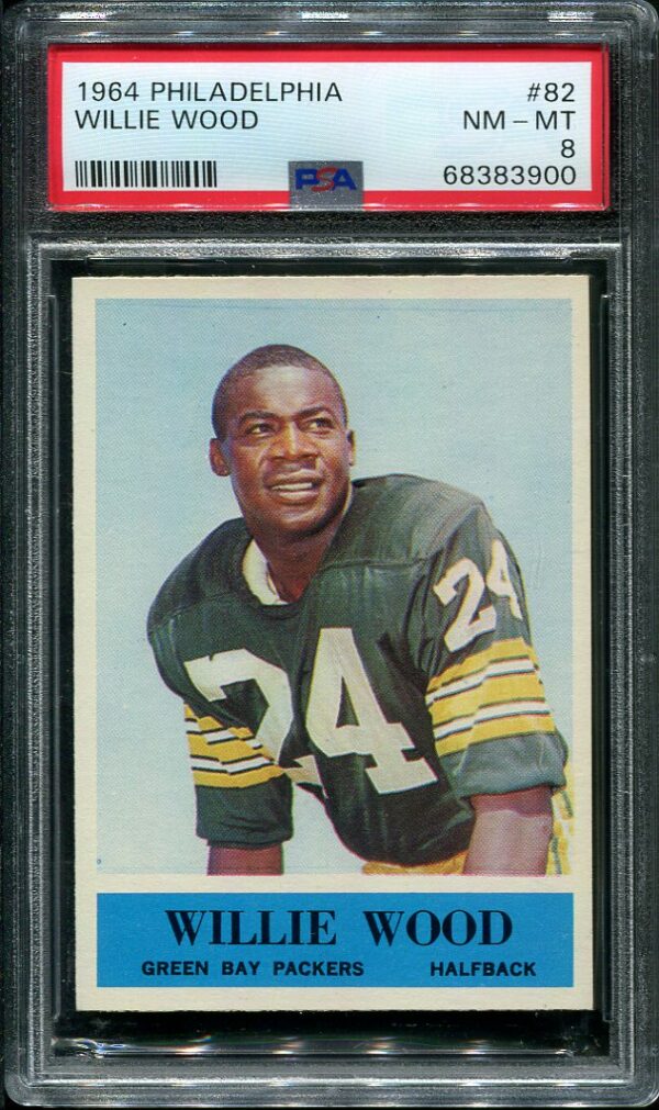 Authentic 1964 Philadelphia #82 Willie Wood PSA 8 Football Card