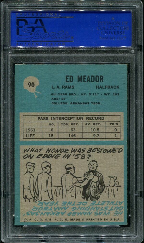 Authentic 1964 Philadelphia #90 Ed Meador PSA 8 Football Card