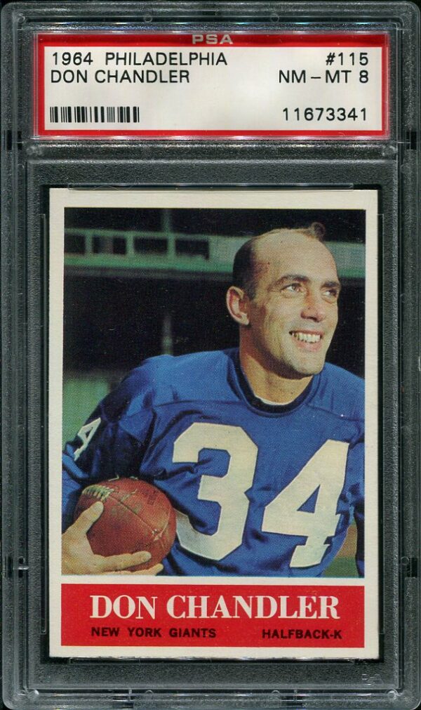 Authentic 1964 Philadelphia #115 Don Chandler PSA 8 Football Card