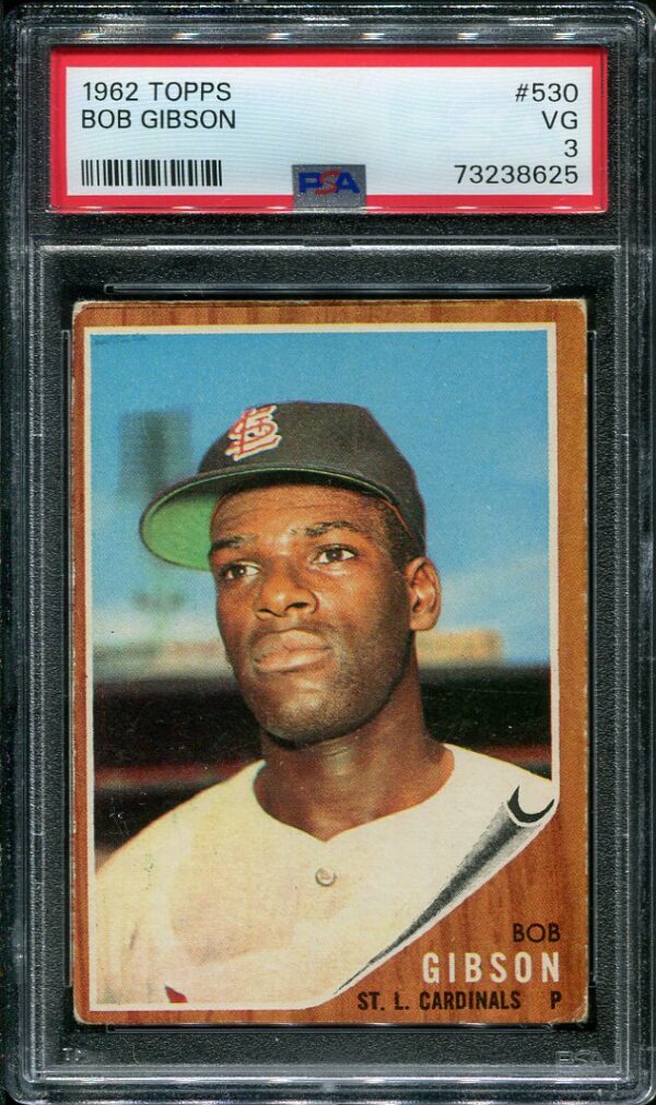 Authentic 1962 Topps #530 Bob Gibson PSA 3 Baseball Card