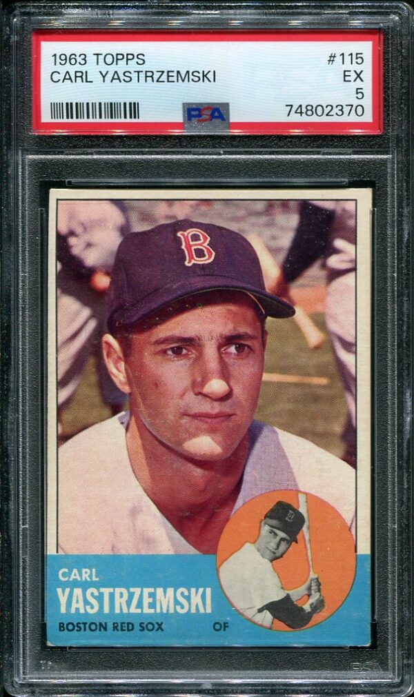Authentic 1963 Topps #115 Carl Yastrzemski PSA 5 Baseball Card