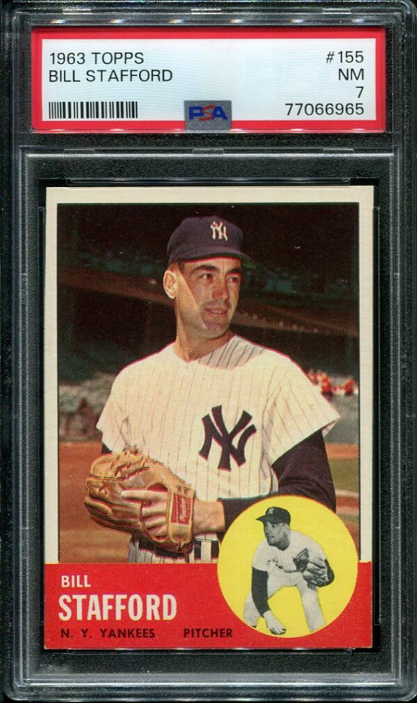 Authentic 1963 Topps #155 Bill Stafford PSA 7 Baseball Card