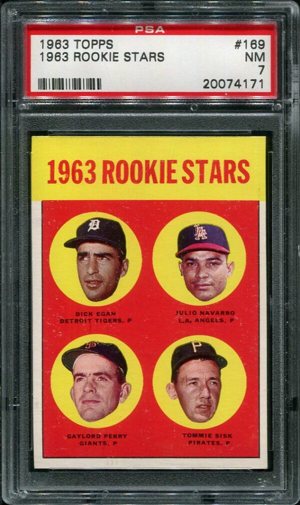 Authentic 1963 Topps Rookie Stars #169 Gaylord Perry PSA 7 Baseball Card