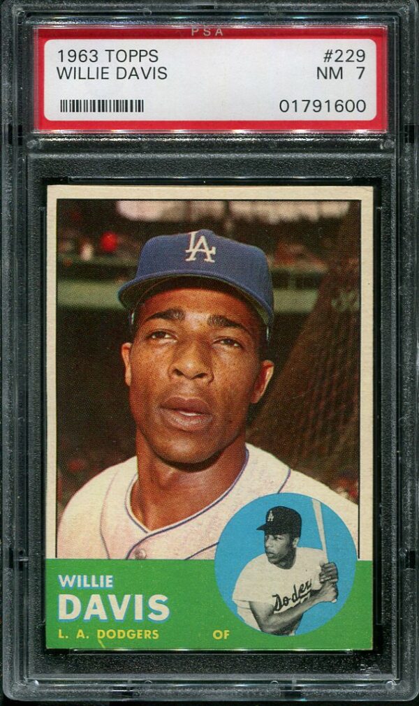 Authentic 1963 Topps #229 Willie Davis PSA 7 Baseball Card