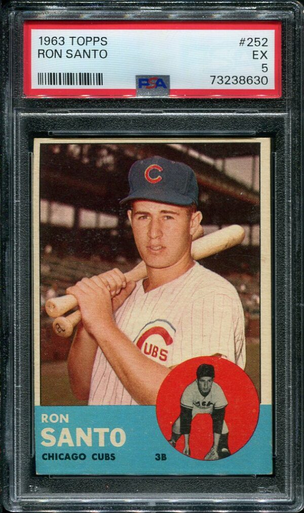 Authentic 1963 Topps #252 Ron Santo PSA 5 Baseball Card