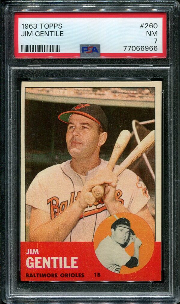 Authentic 1963 Topps #260 Jim Gentile PSA 7 Baseball Card