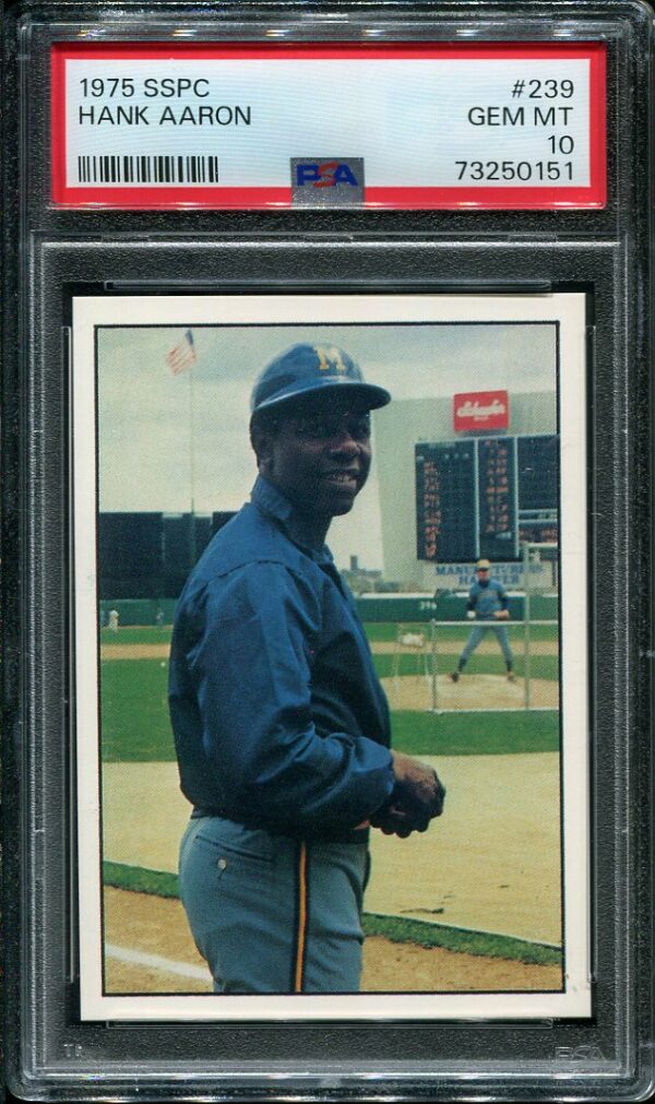 Authentic 1975 SSPC #239 Hank Aaron PSA 10 Baseball Card