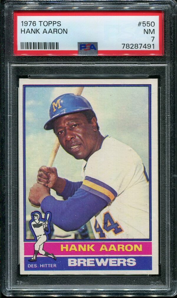 Authentic 1976 Topps #550 Hank Aaron PSA 7 Baseball Card