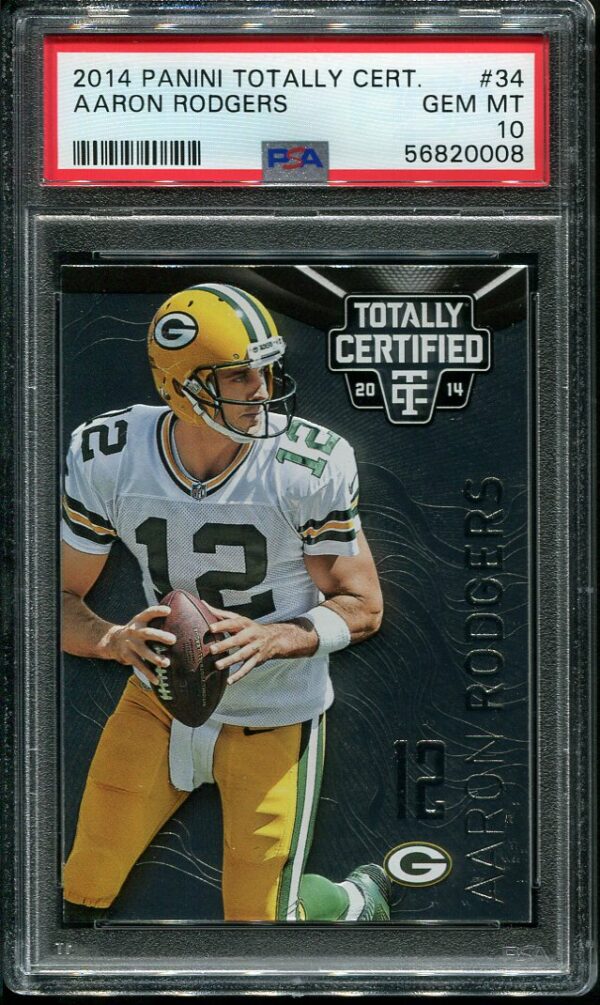 Authentic 2014 Panini Totally Certified #34 Aaron Rodgers PSA 10 Football Card