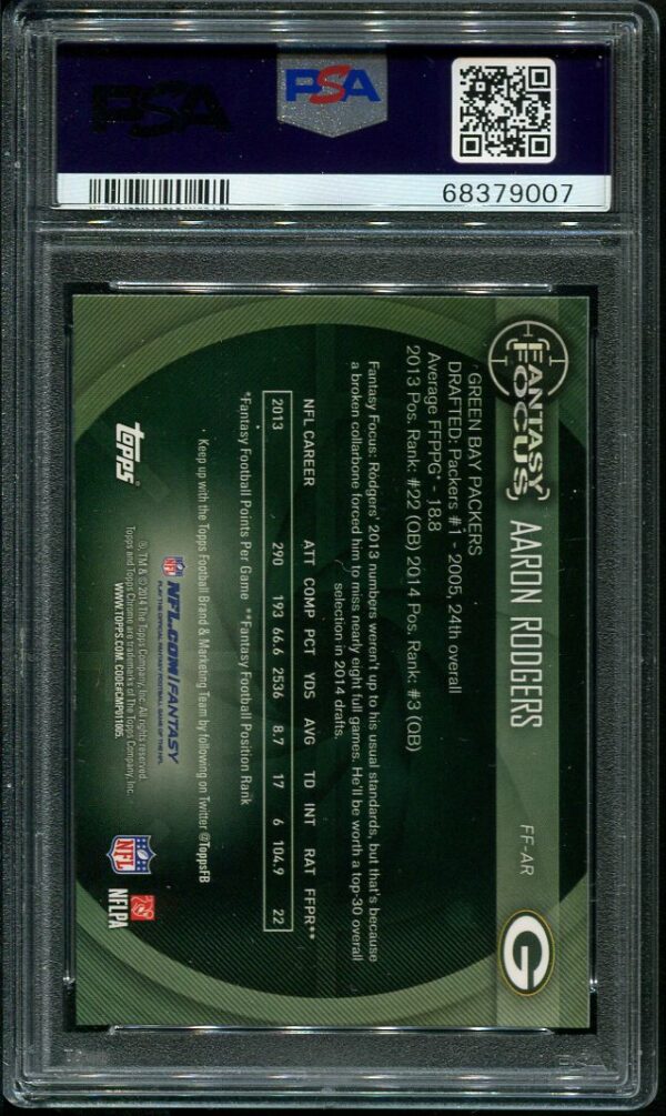 2014 Topps Chrome Fantasy Focus #FF-AR Aaron Rodgers PSA 10 Football Card