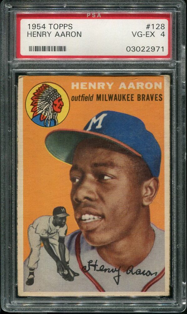 Authentic 1954 Topps #128 Hank Aaron PSA 4 Rookie Baseball Card