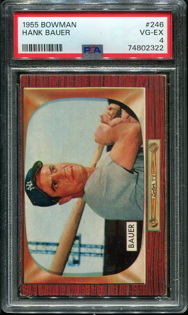 Authentic 1955 Bowman #246 Hank Bauer PSA 4 Baseball Card