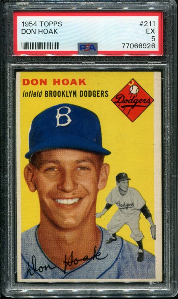 Authentic 1954 Topps #211 Don Hoak PSA 5 Baseball Card