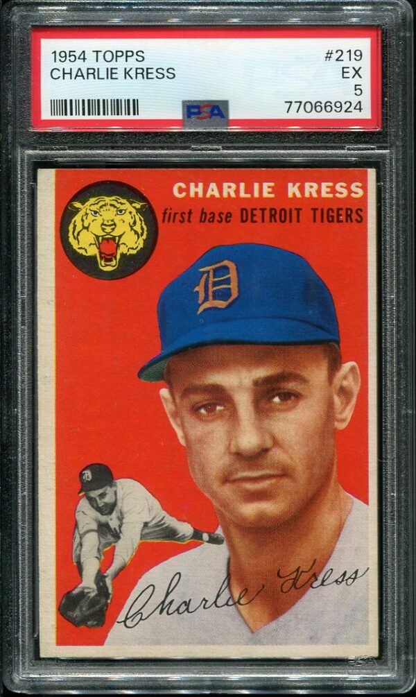 Authentic 1954 Topps #219 Charlie Kress PSA 5 Baseball Card