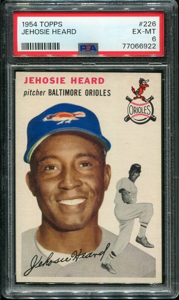 Authentic 1954 Topps #226 Jehosie Heard PSA 6 Baseball Card