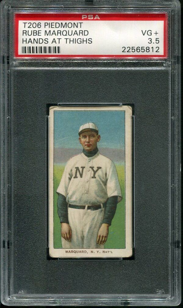 1909-11 T206 Piedmont Rube Marquard "Hands At Thighs" PSA 3.5 Baseball Card