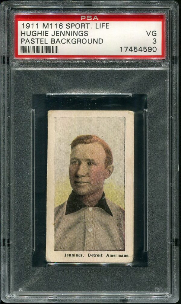 1911 M116 Sporting Life Hughie Jennings Pastel Background PSA 3 Baseball Card