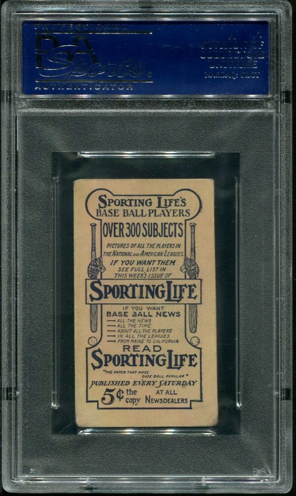 1911 M116 Sporting Life Hughie Jennings Pastel Background PSA 3 Baseball Card