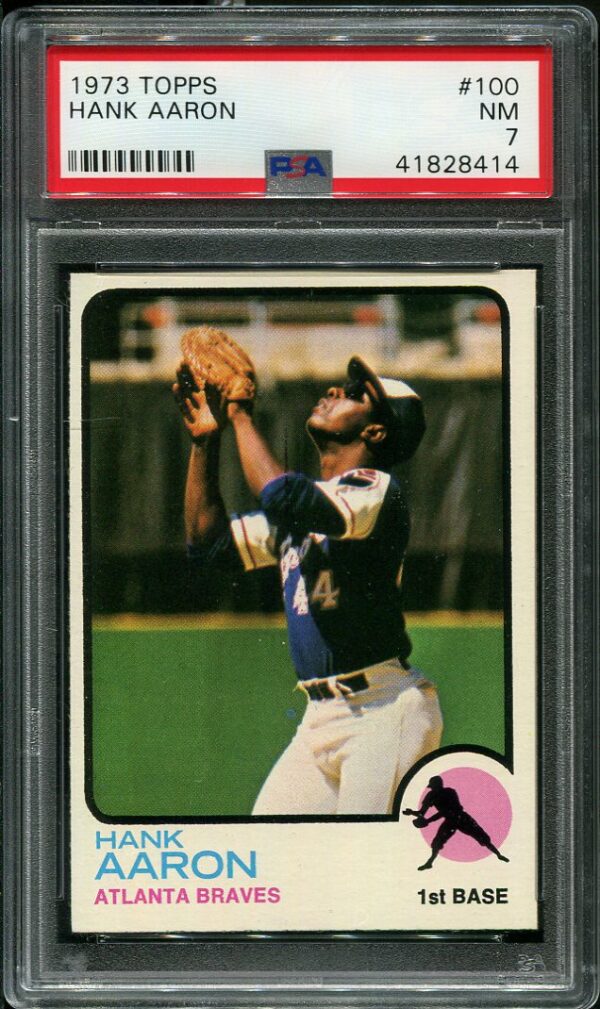 Authentic 1973 Topps #100 Hank Aaron PSA 7 Baseball Card