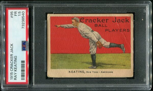 Authentic 1915 Cracker Jack #95 Ray Keating (Yankees) PSA 1.5 Vintage Baseball Card