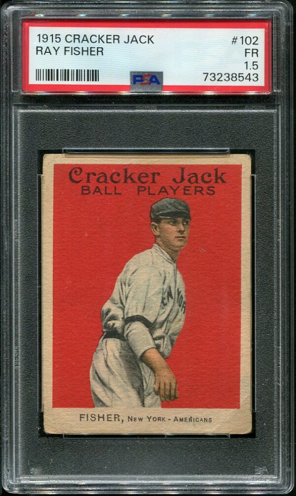 Authentic 1915 Cracker Jack #102 Ray Fisher PSA 1.5 Vintage Baseball Card