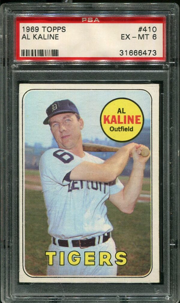 Authentic 1969 Topps #410 Al Kaline PSA 6 Baseball Card