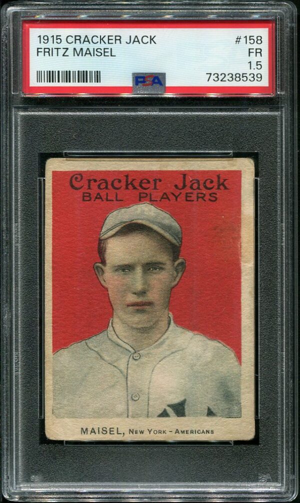 Authentic 1915 Cracker Jack #158 Fritz Maisel PSA 1.5 Vintage Baseball Card