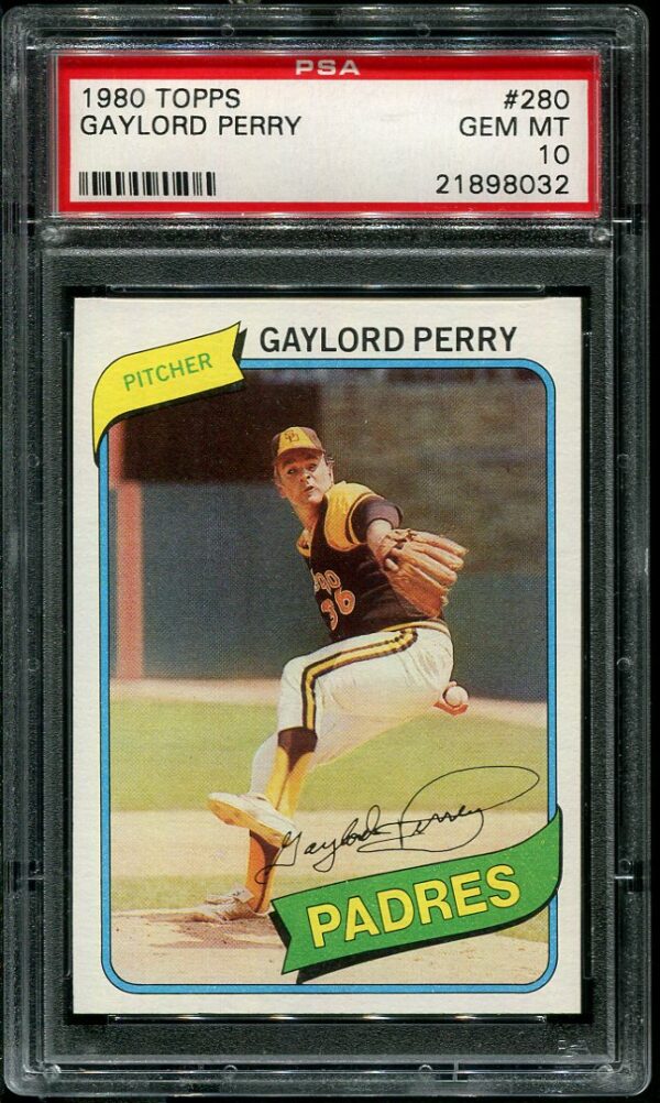 Authentic 1980 Topps #280 Gaylord Perry PSA 10 Baseball Card