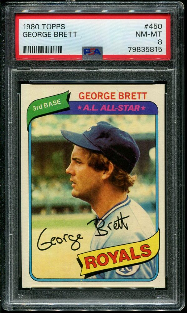 Authentic 1980 Topps #450 George Brett PSA 8 Baseball Card