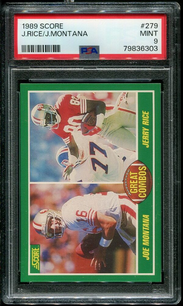 Authentic 1989 Score #279 Joe Montana PSA 9 Rookie Football Card