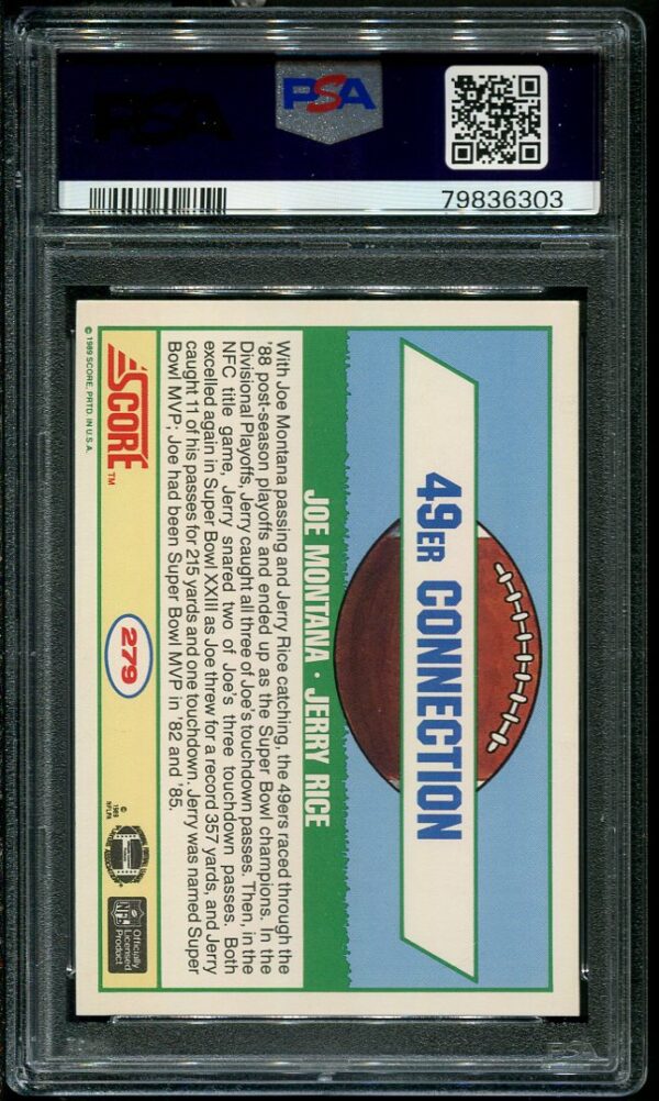 Authentic 1989 Score #279 Joe Montana PSA 9 Rookie Football Card