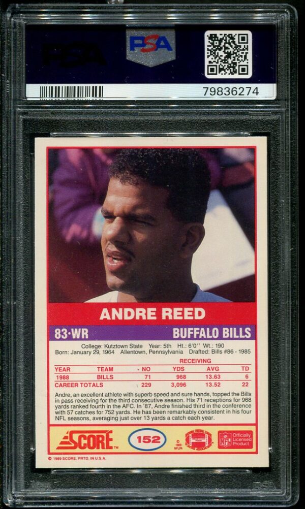 Authentic 1989 Score #152 Andre Reed PSA 9 Football Card