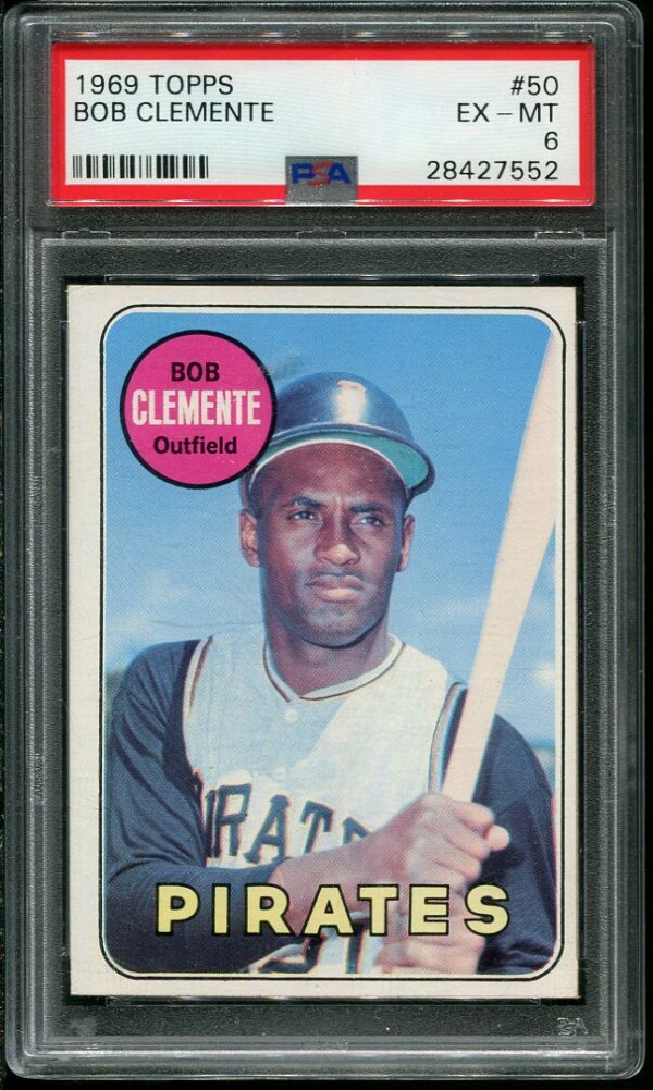 Authentic 1969 Topps #50 Roberto Clemente PSA 6 Baseball Card