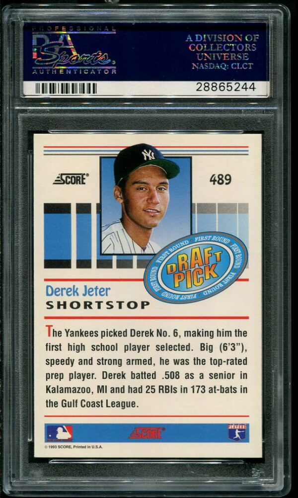 Authentic 1993 Score #489 Derek Jeter PSA 10 Rookie Baseball Card